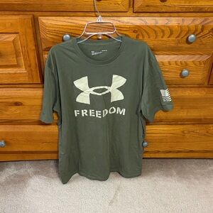 Under Armour Olive Green 'Freedom' Logo Short Sleeve Tee